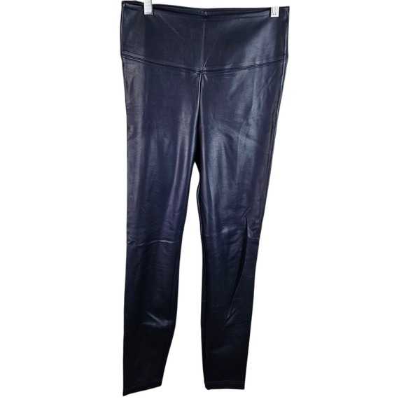 White House Black Market WHBM Runway Leggings Faux Leather Blue Size 6‎ - Picture 13 of 13